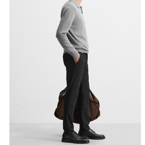 ZARA The Melange Black Pant Slim Bi Stretch Trousers Elegant Formal Size 29 NEW - Picture 3 of 13